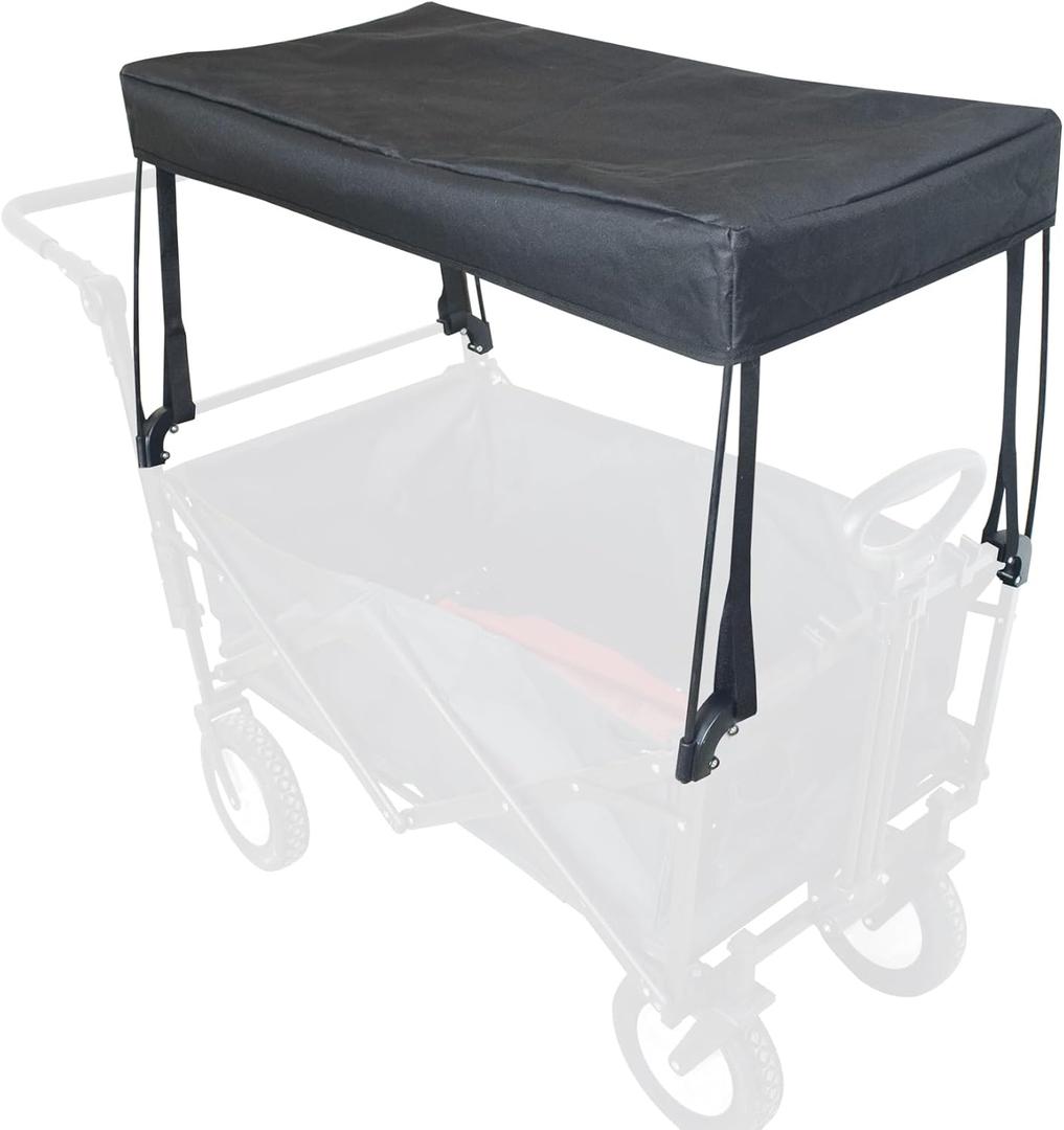 YEEDOIDO C2 Canopy for Wagon Attachment, Awning Shade Cover for Kids Folding Collapsible Beach Utility Push Pull Wagon Cart Replacement Waterproof Removable Foldable Portable Black