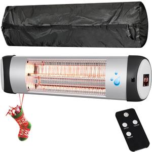 Outdoor Heater for Patio, 1500W Wall-Mounted Heater, Patio Heaters for Outdoor Use,9 Heating Levels 24H Timer, Waterproof, Carbon Fiber Tube, for Backyard Gazebo Garage Black