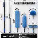 30ft High Ceiling Duster Kits with 5-24ft Heavy Duty Extension Pole - Fan Blade Cleaner, Cobweb Remover & Blue Window Squeegee Kit, Washable Dust Brush for High Roof and Glass Surfaces