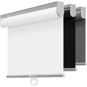 Cordless 100% Blackout Roller Shades for Windows,UV Protection Pull Down Shades,Room Darkening Door Blinds Thermal Insulated Fabric for Home Office and Bedroom(37" W x 72" H,White)