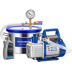 VIVOHOME 1.5 Gallon Vacuum Chamber with Pump, Stainless Steel Vacuum Degassing Chamber Kit with 3.5 CFM 1/4 HP Single Stage Vacuum Pump and Oil