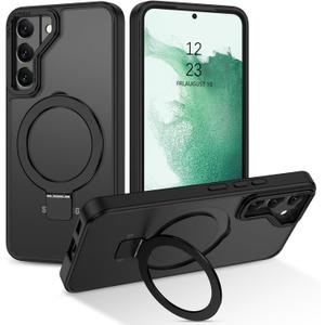 DUEDUE for Samsung Galaxy S22 Case Magnetic with Ring Stand [Compatible with Magsafe], Full Body Protective Cover Slim Shockproof Kickstand Phone Case for Galaxy S22 6.1", Black