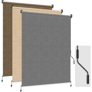 HOMEDEMO Outdoor Roller Shades for Patio, 6'W x 6' H Roll up Shade for Outside, Sun Roller Shade Cloth Roll Blinds Cordless Waterproof for Porch Gazebo Pergola Balcony Backyard Grey