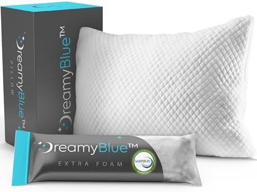 DreamyBlue Signature Pillow w/Adjustable Loft • Shredded Memory Foam Fill • Neutral Alignment for Side, Back, and Stomach Sleepers • Washable Bamboo Rayon Cover • CertiPUR-US Certified Foam (King)