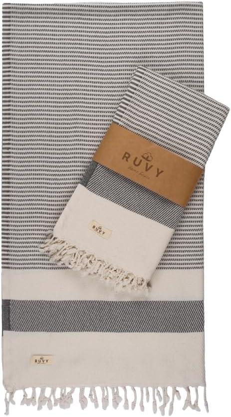 Ruvy Home Basics 2 Pack Turkish Beach Towels  Oversized Quick-Dry Bath Towels (40 x 72 Inches)  100% Cotton Large Towels for Pool, Yoga, Travel, Camping Essentials, and Bathroom Decor - Light Grey