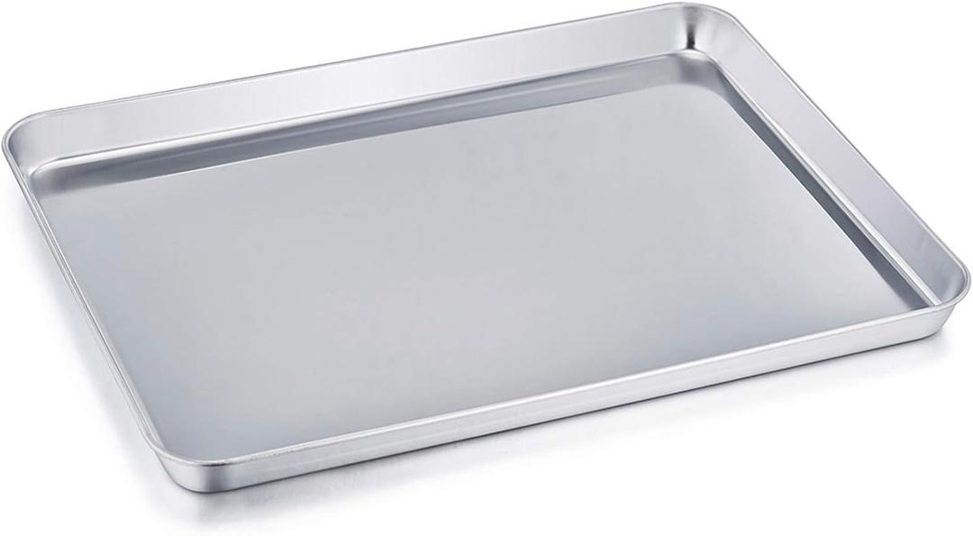 TeamFar Baking Sheet, Stainless Steel Baking Pan Cookie Sheet, Healthy & Non Toxic, Rust Free & Less Stick, Easy Clean & Dishwasher Safe (16" x 12" x 1")