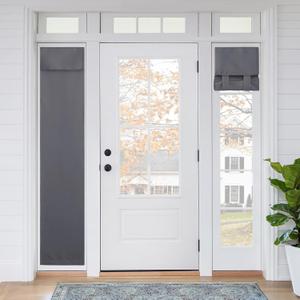 RYB HOME Blackout French Door Curtain - Privacy Thermal Insulated Window Shades for Patio Kitchen Front Entry Back Door Glass Window, Self Adhesive No Drill, 1 Panel, 12" W x 69" L, Grey