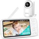 2K Video Baby Monitor with Camera and Audio, 3000ft Long Range Baby Monitor No WiFi 5.5" FHD Screen ANC Baby Camera Wireless, Feeding Clock, Night Vision, 2-Way Talk, AI Cry Detect, 6000mAh