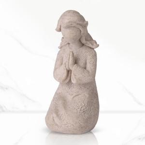 Praying Girl Figurine - Hand - Sculpted & Painted, Brings Peace, Sympathy, Comfort for Remembrance & Healing Moments (Granite)