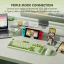 Wireless Keyboard and Mouse Combo Creamy with Number Pad for Desktop Mac iPad Bluetooth/2.4ghz/Wired Rechargeable Light up RGB Quiet Compatible with PC Laptop Tablet (Green)