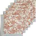 Handblock Print Patterned Cotton Cloth Napkins Set of 6, Washable, Reusable Napkins for Cocktail Parties, Home, Restaurant, Hotel, Event & Everyday Lunch, Dinner, 18" x 18"