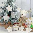 Beeveer 20 Sets Christmas Ornaments for Coworker Star Shaped Ceramic Ornaments Double Sided Printing Inspirational Xmas Tree Hanging Ornaments with Gifts Box Ribbon Raffia for Staff Thank You Gifts