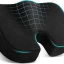 Seat Cushion,Lumbar Support Pillow for Office Chair,Memory Foam Coccyx Seat Cushion,Ergonomic Mesh Back Support Pillow,Office Desk Chair Cushion for Sciatica,Back&Tailbone Pain Relief,Black