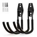 GeeWatom Garage Storage Utility Hooks，Garage Garden Tool Organizer，Steel Wall Mount Hooks, Large Garden U Hooks （2 Pack） (Type-2-Black)