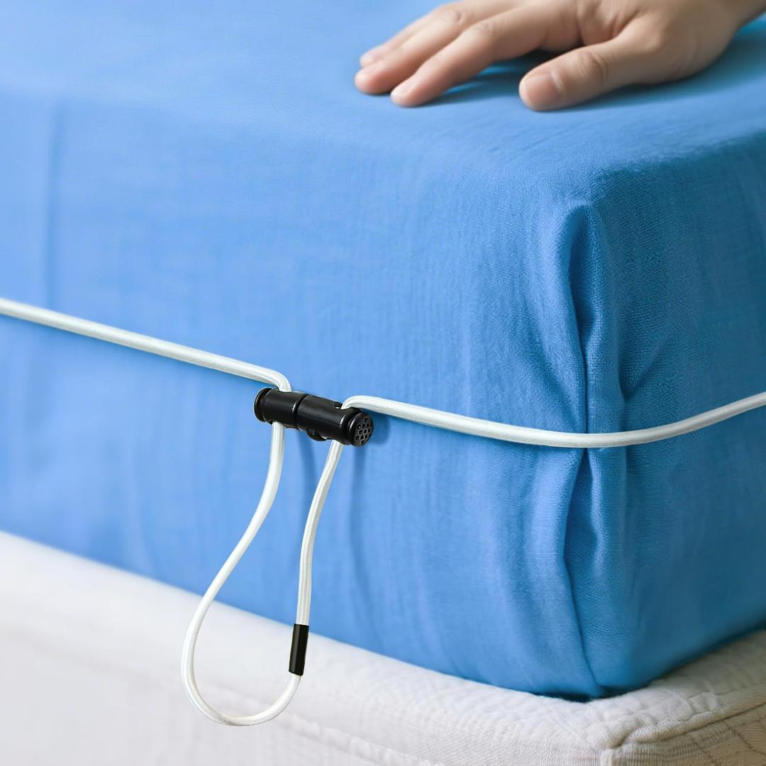 Adjustable Sheet Holders, Upgraded High-Elasticity Fasteners with Slider Keep Sheets Firm & Tight on All Mattresses, Tangle-Free Bed Sheet Straps Easy Install Bedroom Accessories - King Size