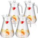 Didaey 4 Pcs Plastic Pitcher with Lid and Handle Clear Plastic Water Pitcher Shatter Proof Jugs for Drinks Fridge Iced Tea Juice Milk Lemonade Sangria Cold or Hot Beverages (68 oz)