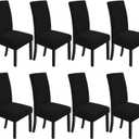 Dining Room Chair Slipcovers Dining Chair Covers Parsons Chair Slipcover Stretch Chair Covers for Dining Room Set of 8,Black