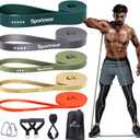 Resistance Bands Workout Set: 5 Levels Pull Up Assist Bands 5-130lb with Handles & Door Anchor (Green,Gray,Orange)