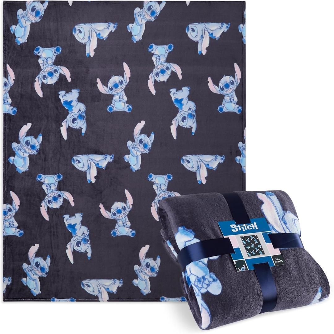Disney Stitch Throw Blanket Soft Fleece Blanket Bedroom Accessories 59 x 51 (Blue Stitch)