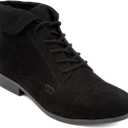 LONDON FOG Crissy Dress Ankle Boot Ladies Lace Up Bootie with Collar (6, Black Suede)