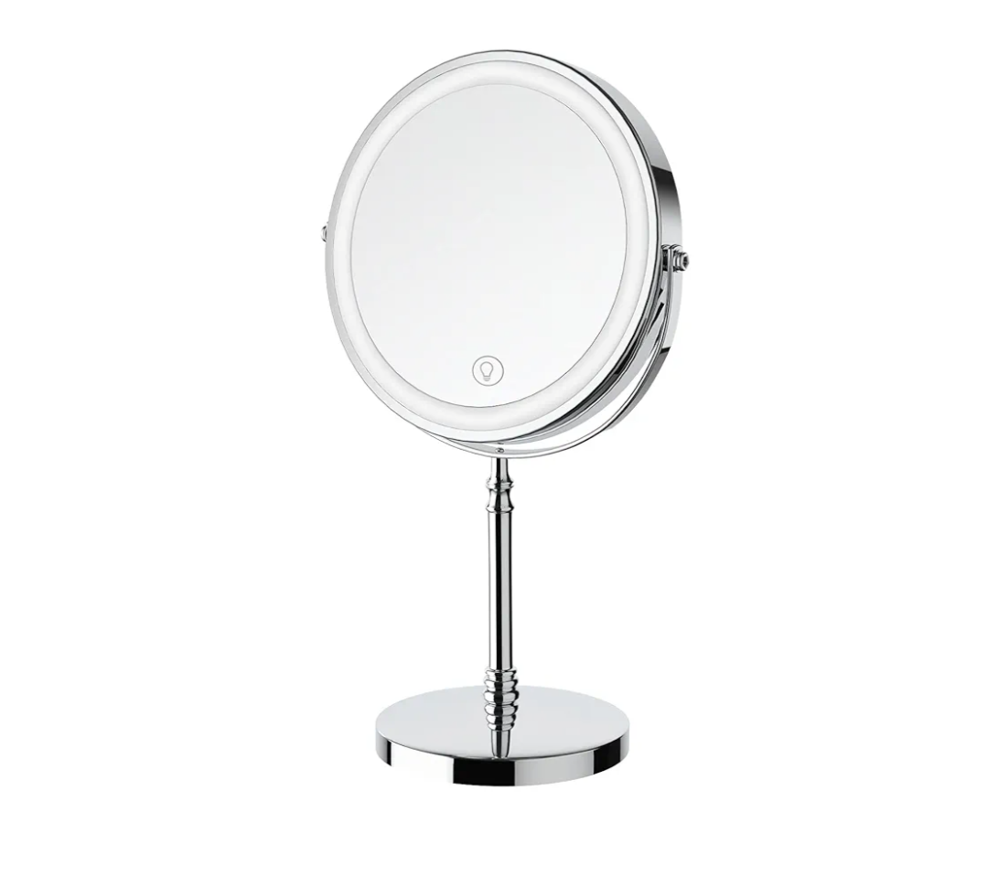 Lighted Makeup Mirror, 3000 mAh Rechargeable Double Sided Magnifying Vanity Mirror with 3 Colors, 1x/10x, 360° Rotation , Brightness Adjustable Magnification Cosmetic Light up Mirror, Women Gift