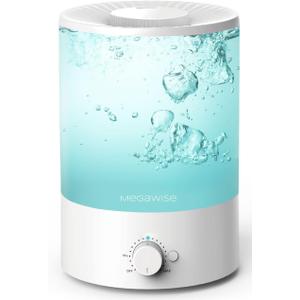 MEGAWISE 3.5L Cool Mist Humidifier  Ultra-Quiet Ultrasonic Vaporizer with Top-Fill Design, Essential Oil Diffuser, 7-Color Night Light & Auto Shut-Off
