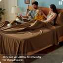 Bedsure Queen Sheet Set, Rayon Derived from Bamboo, Cooling Sheets, PureWoven, Breathable & Soft, Deep Pocket Up to 16 Inches, Hotel Luxury Silky Bedding for Hot Sleepers, Brown