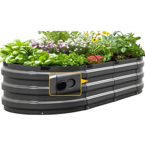 KING BIRD Raised Garden Bed Kit 2026 Upgraded 10-Minute Assembly Galvanized Planter Garden Box Outdoor for Gardening, Vegetables, Flowers, 47x24x12 in, Dark Grey
