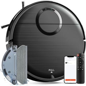 Robot Vacuum and Mop Combo, 2 in 1 Automatic Vacuum and Mop Robot with Schedule, Wi-Fi/App/Remote, Max Suction 2000Pa, Self-Charging, Slim, Ideal for Hard Floor, Pet Hair, Low-Pile Carpet