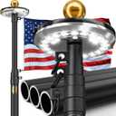 IIOPE 19FT Telescoping Heavy Duty Flag Pole with Solar Light,Extra Thick 11-Gauge Aluminum,True Glory Edition, Easy Setup for Outside Houseor Yard, with 3x5 USA Flag & All Hardware-120 MPH Wind Tested