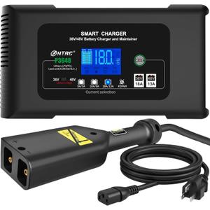18 Amp 36 Volt Golf Cart Battery Charger for EZGO TXT with D Style Plug, 36V-18A & 48V-13A Smart Car Battery Charger, Trickle & Pulse Repair, Lithium, LiFePO4, Lead-Acid Automotive Battery Maintainer