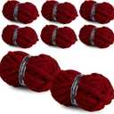 8 Packs Jumbo Chunky Chenille Yarn - 1820g(64oz) 254 Yards (761ft) Bulky Yarn - Chunky Yarn for Hand Knitting Blanket,Cushions, Pet Bed - Soft and Durable(Wine Red)