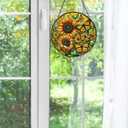 Sunflower Suncatcher,Butterfly Stained Glass Window Hanging,Crystal Suncatcher for Windows,Sunflower Decor Indoor Home & Garden Decor,Sunflower Gifts for Women,Mom,7.87 in,Mother's Day
