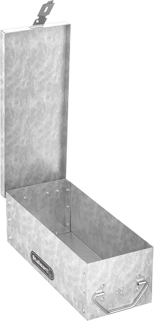 Lock Box with Folding Handle - Durable Metal Storage Chest with Stackable Design to Secure Valuables, Cash, Jewelry, and Weapons by Stalwart (Silver) (1 Count (Pack of 1))