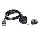 CNLINKO USB 3.0 Connector with 0.3M Cable, Type A Female Panel Mount Receptacle Socket Male Plug Outdoor Waterproof IP67 Industrial Data Power Connector