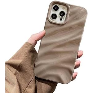 Designed for iPhone 6/6S/7/8 Plus Phone Case for Women, Cute Luxury 3D Wave Shape Water Ripple Pattern Shockproof Compatible with iPhone Case (Brown)