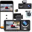 Dash Camera, 3 Channel Dash Cam Front and Rear, Full HD Dash Camera for Cars with 64G SD Card Car Dashboard Camera Recorder with 2'' IPS Screen 170Wide Angle,WDR G-Sensor Parking Mode