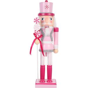 Christmas Nutcracker Decoration Pink Christmas Nutcracker Ornament Xmas Wooden Nutcracker Decor for Chrastmas