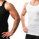 Different Touch 2 Pack Men's Tank Tops Square Cut Muscle Rib A-Shirts Large