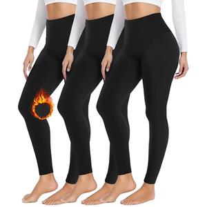 FULLSOFT 3 Pack Seamless Fleece Lined Leggings Women High Waisted Workout Winter Warm Thermal Yoga Pants(3 Pack Black,Black,Black,Large-X-Large)