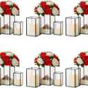 Hewory Glass Hurricane Candle Holder: 18Pcs Black Hurricane Candle Holders with Metal Frame Square, Clear Candle Holder for Table Centerpiece Wedding Christmas Engagement Birthday Party Decoration