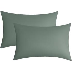 JELLYMONI Pillow Protectors Waterproof Zippered Standard Set of 2 Grey-Green Bed Pillow Cases 20”×26” Bug Dust Proof Pillow Covers Encasement(No Inserts), Pack of 2