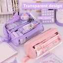Pencil Cases Pen Pouch Clear Transparent Marker Pouch with Zipper Pencil Storage Bag Pencil Holder Travel Cosmetic Makeup Bag Organizer for Students Adults Teen Kids (Pink)