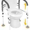 FSA/HSA Eligible Toilet Safety Rails, Vaunn Deluxe Adjustable and Foldable Toilet Safety Frame, Bathroom Handrail Assist Grab Bar Handle