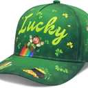 St Patrick's Day Shamrock Baseball Cap - Lucky Four Leaf Clover Irish Accessories for Men & Women (Green)