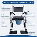 Rolling Shower Chair with Wheels for Elderly and Disabled, Foldable Wheelchair Lightweight Folding, Bedside Commode Chair with Arms for Toilet (Black)