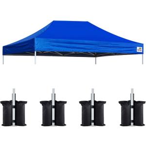 Eurmax USA 10x15 Pop Up Canopy Replacement Top,Universal Instant Canopy Cover ONLY,Heavy Duty UPF 50+ UV Protection,Water & Wind Resistant Tarp (Blue)