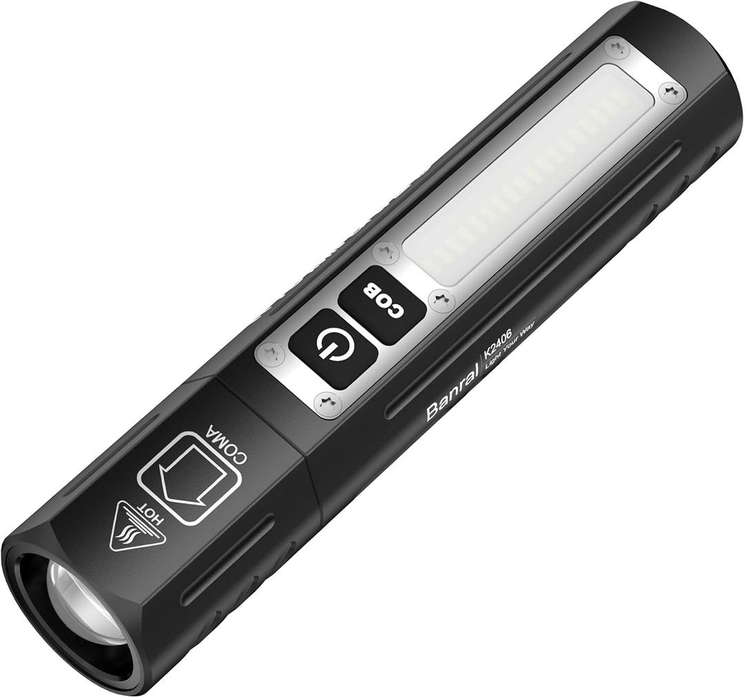 Rechargeable Magnetic Small Flashlights High Lumens - Super Bright Powerful LED Tactical USB C Flashlight, 8 Modes, Dual Button Waterproof Pocket Flash Light for Emergency,Car,Stocking Stuffer for Men