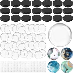 Aertiavty 120 Pcs Fridge Magnets Making Kit, 2 Inch Glass Magnets for Refrigerator, Locker, Whiteboard, Office, Kitchen, Decorative Magnet (60 Round Magnet+60 Glass+Clear Adhesive Dots)