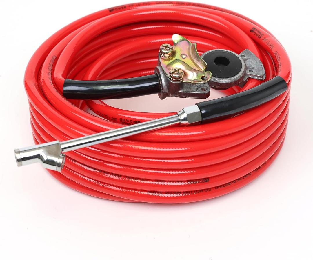 Truck Tire Inflator Kit- 3/8" X 50' Air Hose with Universal Gladhand & Chuck (RED), D-PVC38-50-04